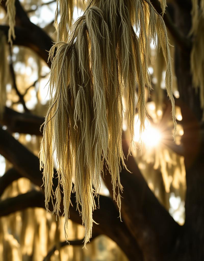 Spanish moss in warm afternoon light